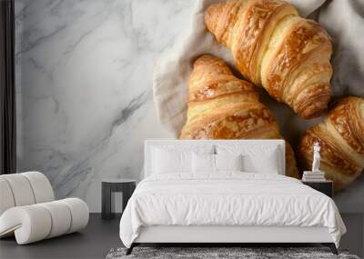 Morning Delight: Fresh Baguettes on Craft Paper Wall mural