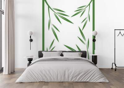 Bamboo with green leaf logo ilustration vector template Wall mural