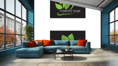 Logos of green leaf ecology nature element vector Wall mural