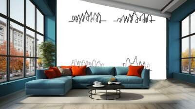 set of Modern City skyline . city silhouette. vector illustration in flat Wall mural