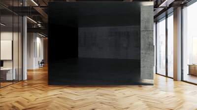 Abstract black concrete interior, dark room 3 d Wall mural