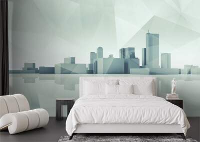 Abstract cityscape skyline. Blue toned 3d art Wall mural