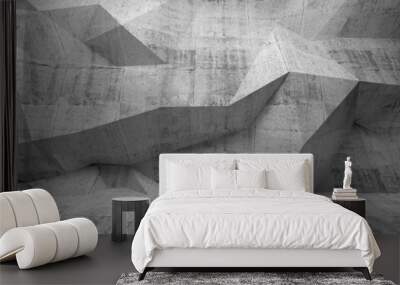 abstract dark concrete 3d interior with polygonal pattern on the Wall mural