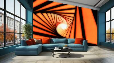 Abstract orange black tunnel 3d spiral Wall mural