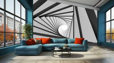 Abstract spiral black white tunnel 3d Wall mural