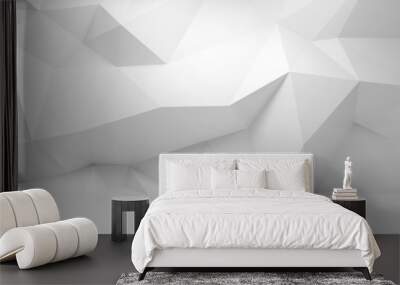 Abstract white 3d interior with polygonal pattern on the wall Wall mural