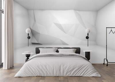 Abstract white 3d interior with polygonal relief pattern Wall mural