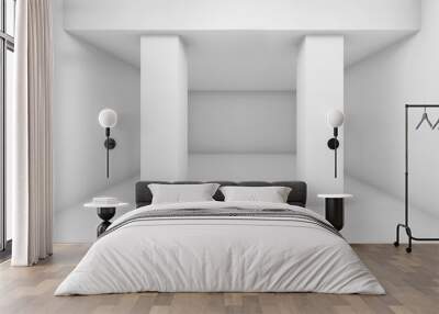 Abstract white room with two columns, blank 3 d Wall mural