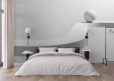 Ball is on curved lane with soft shadows, 3d Wall mural