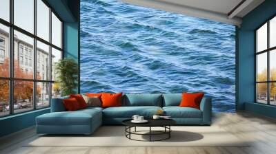 Blue sea water surface with waves. Natural background texture Wall mural