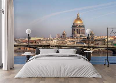 Classical view of Neva river in Saint-Petersburg, Russia Wall mural