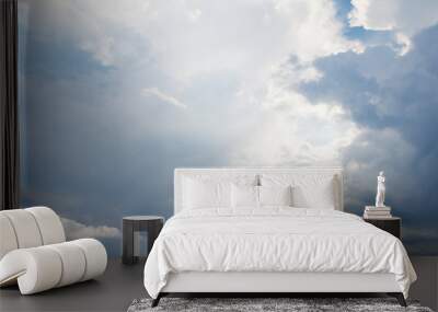 Dark sky with blue stormy clouds Wall mural