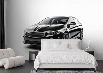 New shiny black sedan car isolared on white background Wall mural