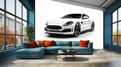 New white car isolared on white background Wall mural