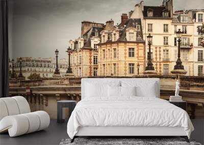 Paris, France. Pont Neuf vintage stylized photo Wall mural