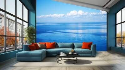 Seascape with blue water and blue sky Wall mural