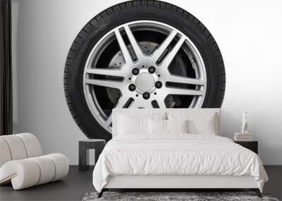 Shiny new car wheel isolated on white Wall mural