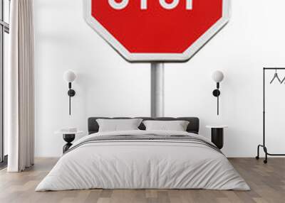 Stop sign isolated on white Wall mural