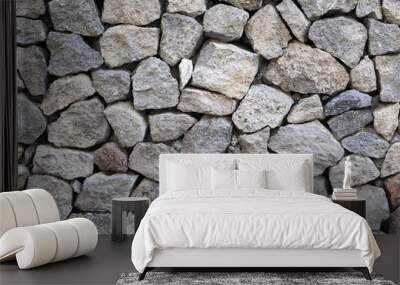 Texture of gray rough granite stone wall Wall mural