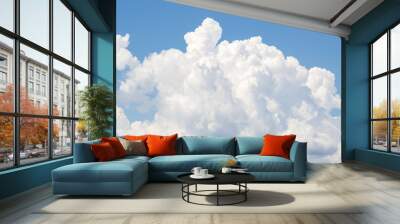 White cumulus clouds formation in blue sky Wall mural