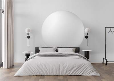 White sphere with soft shadow is in a white studio, 3d Wall mural