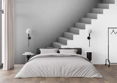 White stairway on the wall, 3d interior background Wall mural