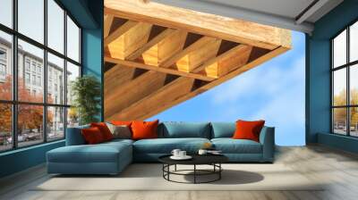 Wooden boards construction. Sunshade structure Wall mural