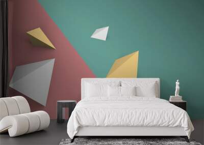 Yellow white fragments, 3d rendering illustration Wall mural