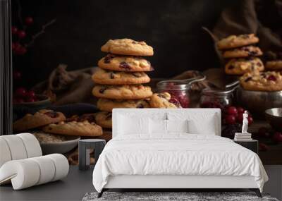 Almond cookies with cranberries Wall mural