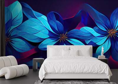 Elegant floral background. Colorful blooming flowers illustration. Wall mural