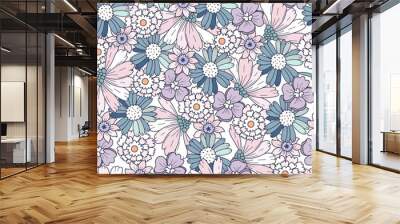 Floral background. Seamless pattern in Liberty style. Fashionable floral print in pastel shades. Wall mural