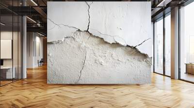 A close-up of a cracked white wall, revealing intricate patterns of decay and aging. plaster collapsed Wall mural