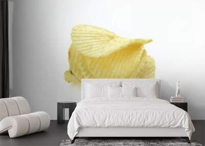 Potato chips isolated on white background Wall mural