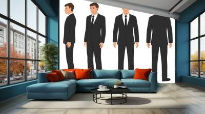  fashion man isolated, front, back and side view, vector illustration, businessman in suit  Wall mural