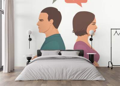 angry couple fight, parents divorce, man and woman conflict, wife and husband relationship, vector illustration Wall mural