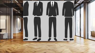 fashion man isolated, front, back and side view, vector illustration, businessman suit uniform Wall mural