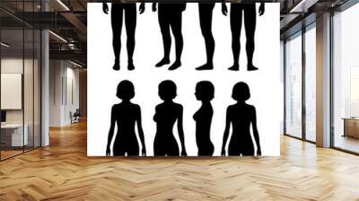 human body anatomy, front, back, side view, vector woman and man illustration  Wall mural