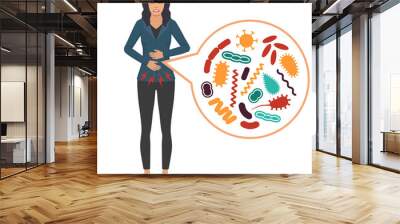 medical vector illustration of stomach ache, human digestive system problems Wall mural