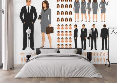 Office and business characters constructor, businesswoman and businessman people vector illustrations isolated set Wall mural