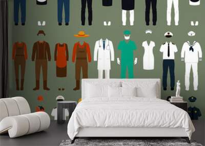 vector icon workers, profession people uniform, cartoon vector Wall mural