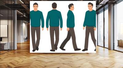 vector illustration, man walking, fashion man isolated Wall mural