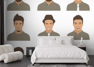 vector people faces. woman, man flat cartoon avatars Wall mural