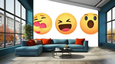 New Facebook emoji. New Facebook button Empathetic Emoji reactions with New Care Reaction, printed on paper. Facebook is adding hug reaction. Wall mural