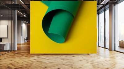 Textured green and yellow design paper. Wall mural