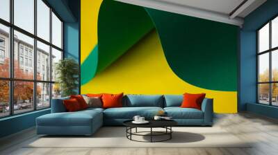 Textured green and yellow design paper. Wall mural