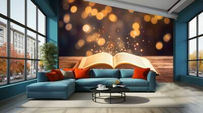 A book on the table and blurred background Wall mural