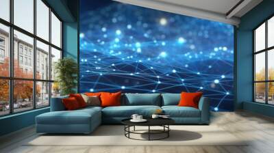 Abstract Blue Network Connections Digital Background Wall mural