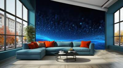 Abstract blue technology science fiction background full of dots and lines Wall mural