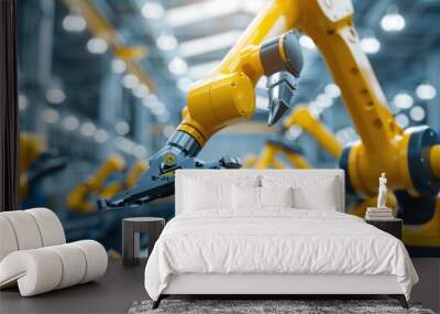 Advanced Industrial Robotic Arm in Action Wall mural