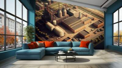 AI generation, bird's-eye view of large factory buildings Wall mural